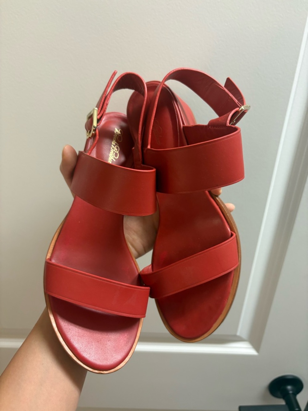 Brooks Brothers genuine leather Women’s Red Strappy Leather Sandals